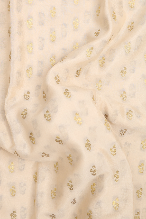Mysore Silk Saree In Cream Color With Floral Buttas