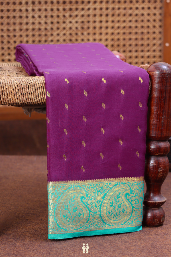 Mysore Silk Saree In Grape Purple With Zari Buttis