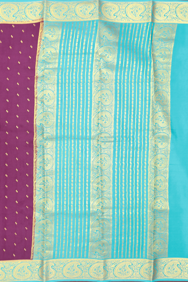 Mysore Silk Saree In Grape Purple With Zari Buttis