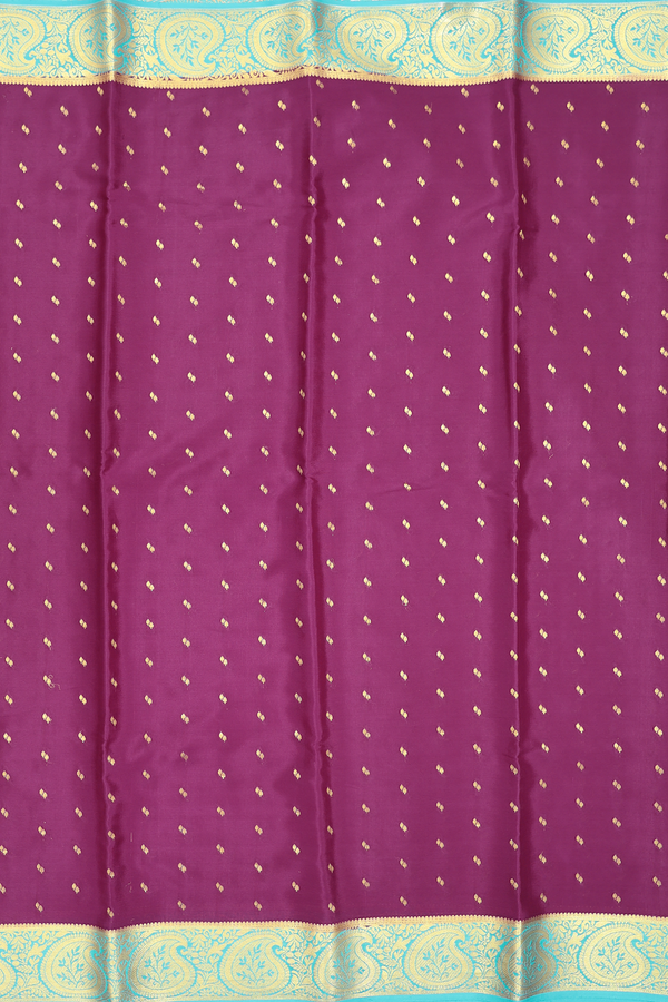 Mysore Silk Saree In Grape Purple With Zari Buttis