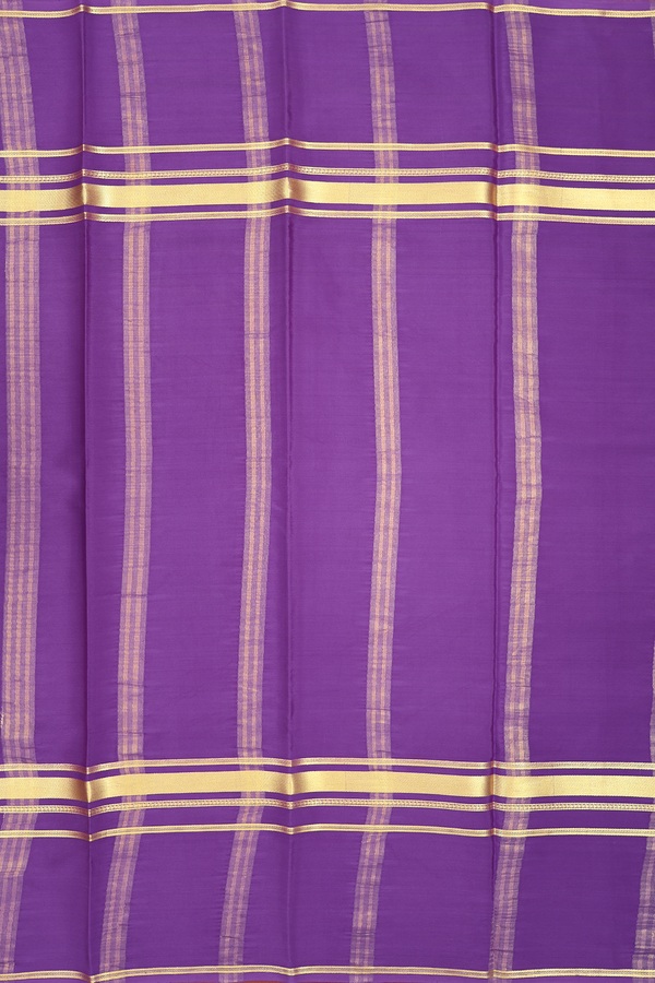 Mysore Silk Saree In Purple With Zari Border