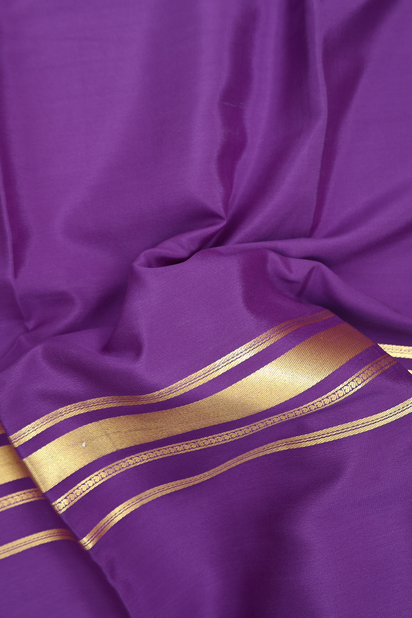 Mysore Silk Saree In Purple With Zari Border
