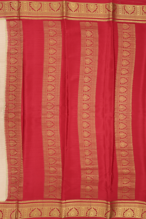 Mysore Silk Saree In Off White With Contrast Border