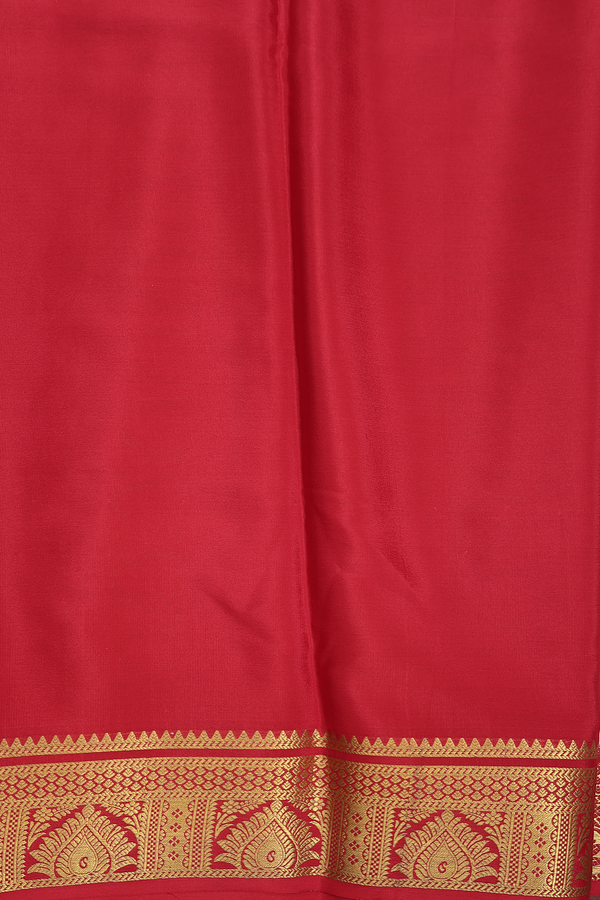 Mysore Silk Saree In Off White With Contrast Border