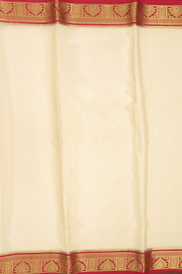 Mysore Silk Saree In Off White With Contrast Border