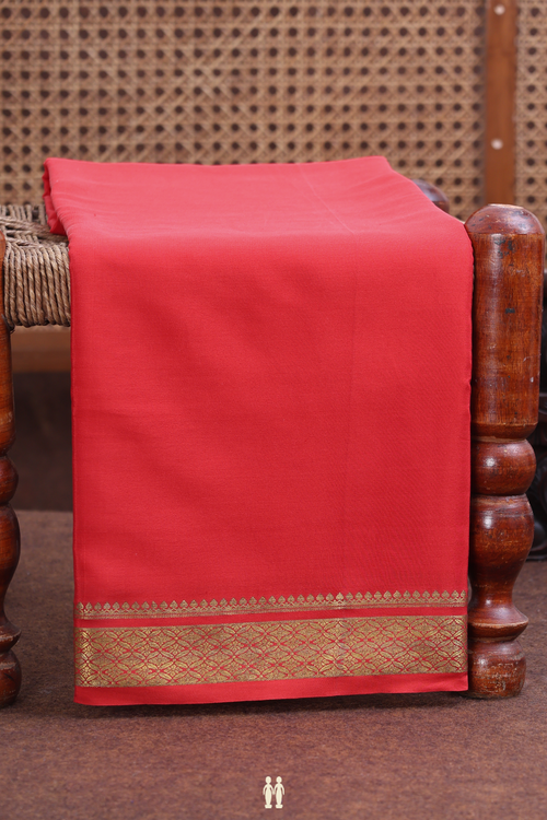 Mysore Silk Saree In Red With Zari Border