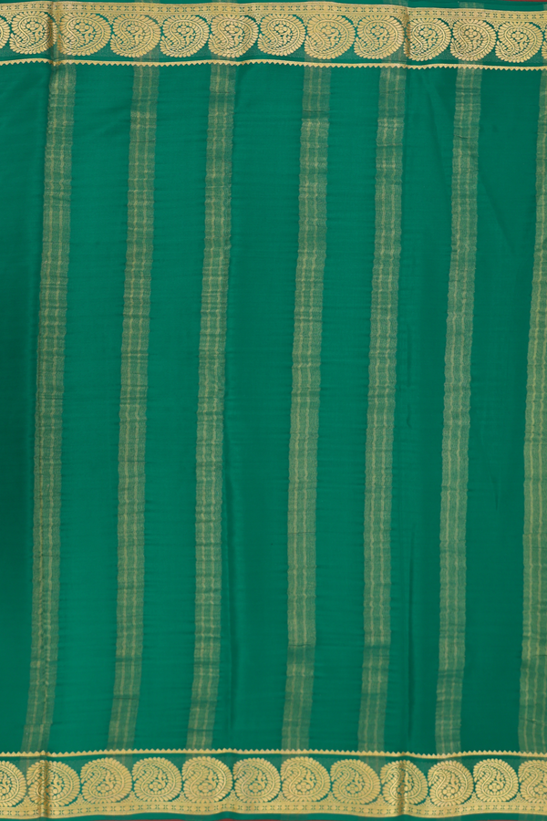 Mysore Silk Saree In Green With Paisley Border