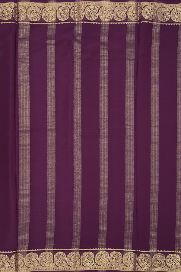Mysore Silk Saree In Grape Purple With Paisley Border