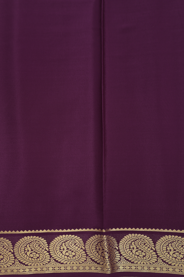 Mysore Silk Saree In Grape Purple With Paisley Border