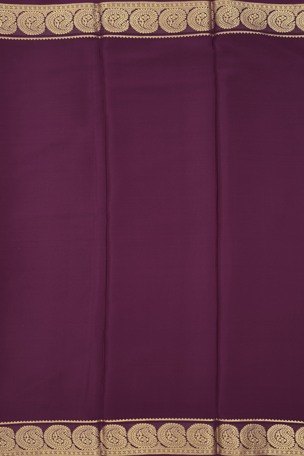 Mysore Silk Saree In Grape Purple With Paisley Border