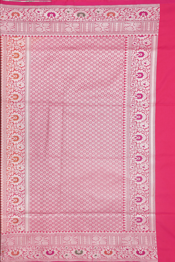 Banarasi Silk Saree In Spiced Orange With Floral Design