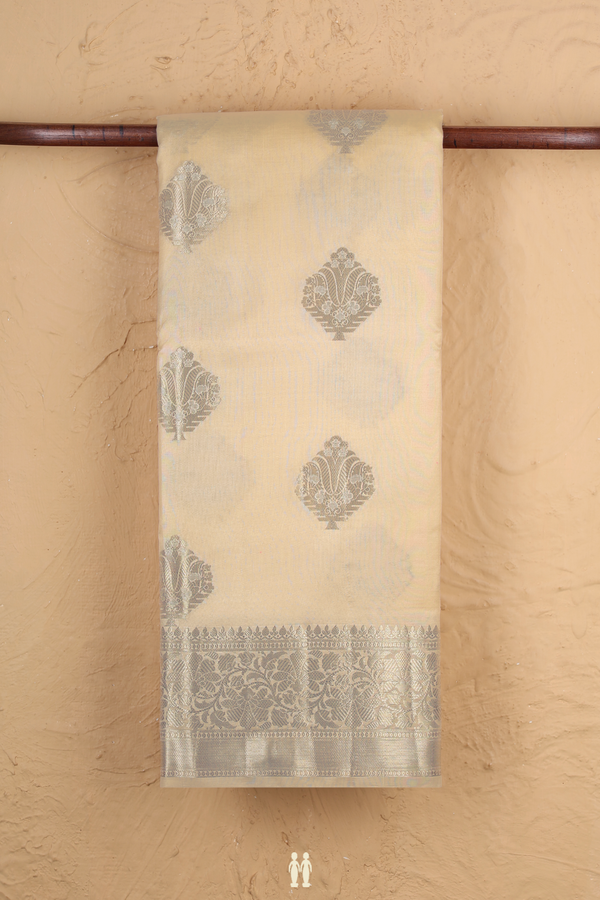 Raw Silk Saree In Ivory With Zari Motifs