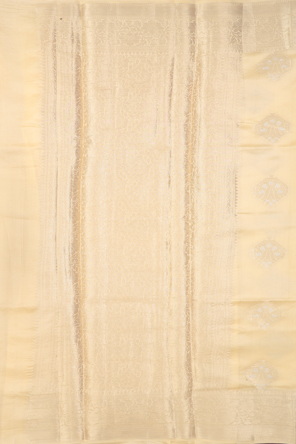 Raw Silk Saree In Ivory With Zari Motifs