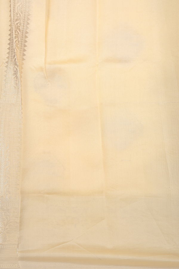 Raw Silk Saree In Ivory With Zari Motifs