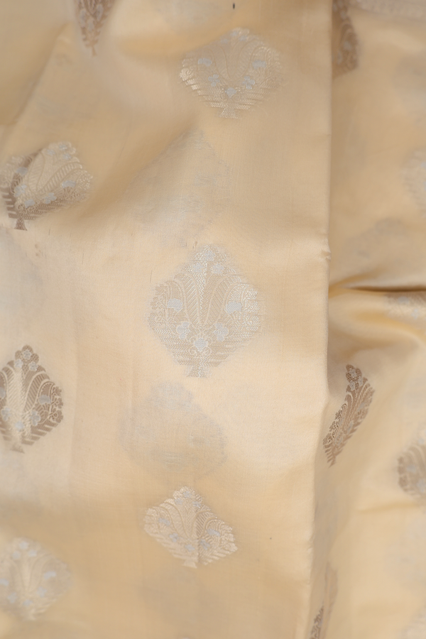 Raw Silk Saree In Ivory With Zari Motifs