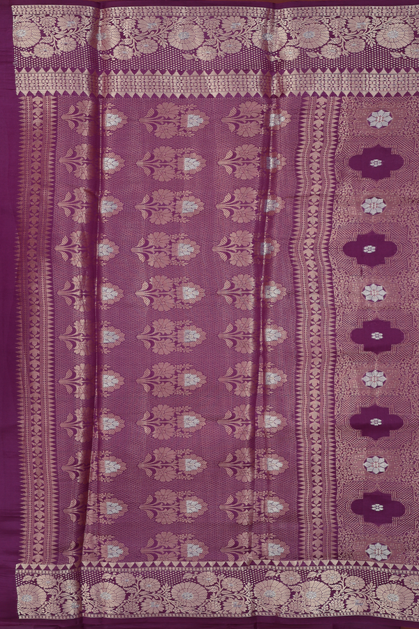 Raw Silk Saree In Grape Purple With Allover Design