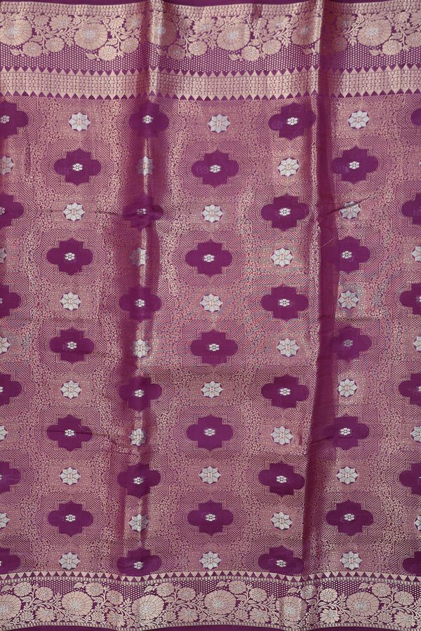 Raw Silk Saree In Grape Purple With Allover Design