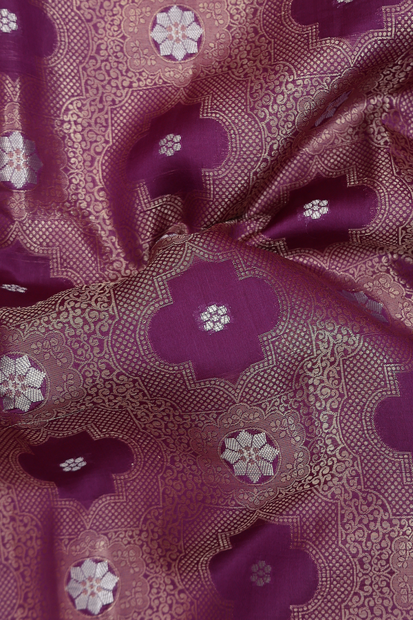 Raw Silk Saree In Grape Purple With Allover Design