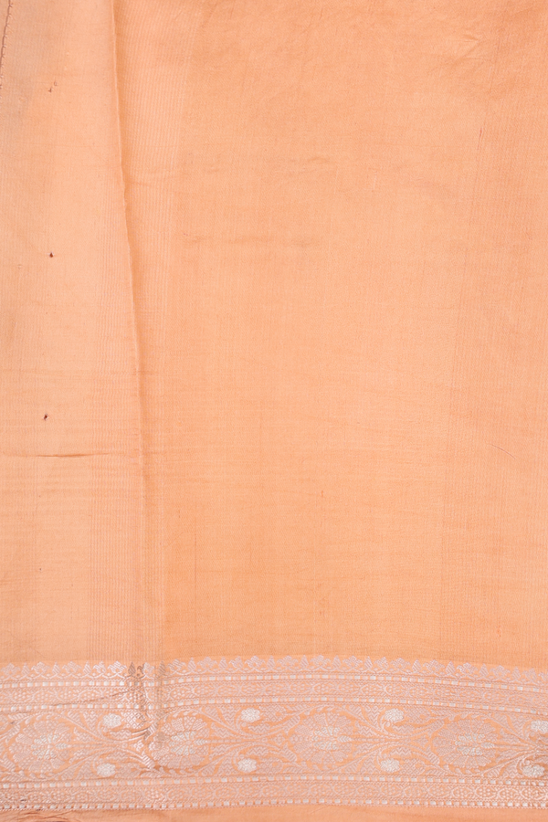 Raw Silk Saree In Melon Orange With Floral Buttas