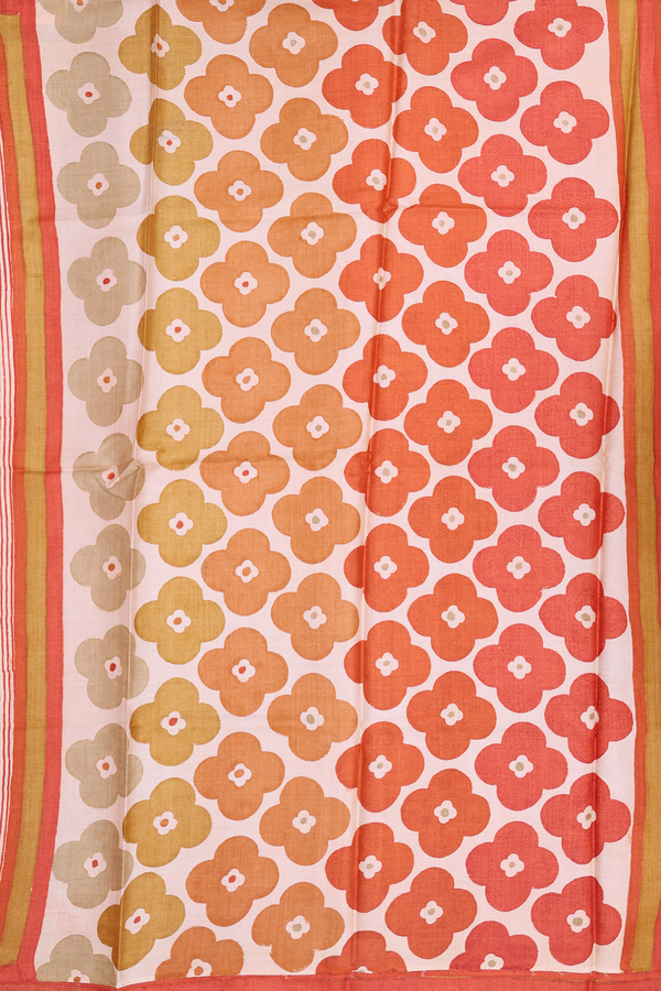Tussar Silk Saree In Cream Color With Stripes Design
