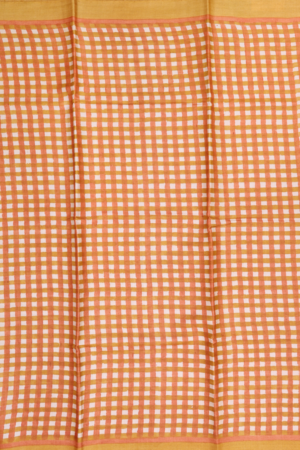 Tussar Silk Saree In Multicolor With Checks Design