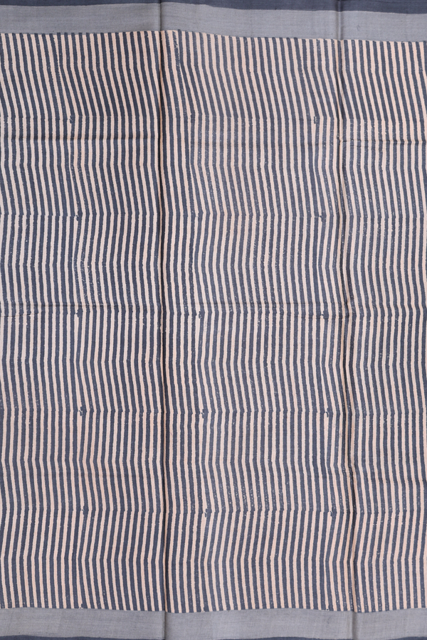 Tussar Silk Saree In Cream Color With Stripes Design