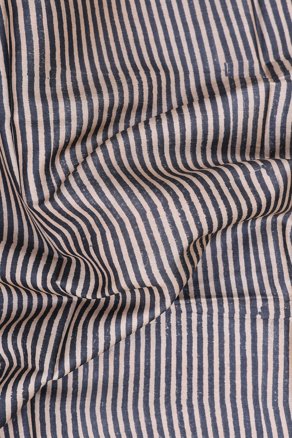 Tussar Silk Saree In Cream Color With Stripes Design