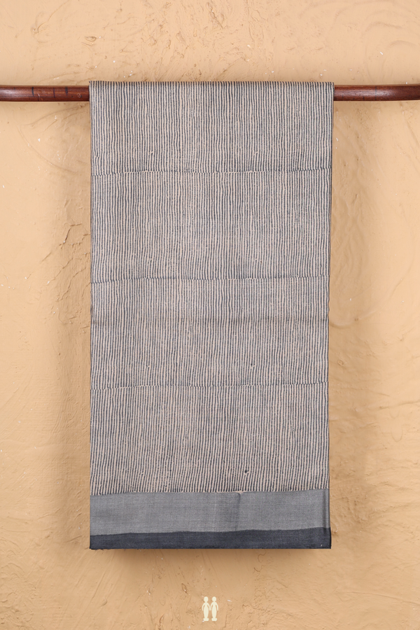 Tussar Silk Saree In Cream Color With Stripes Design