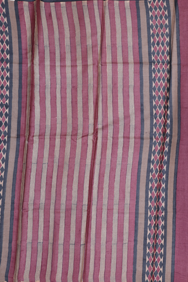 Tussar Silk Saree In Cream Color With Printed Design