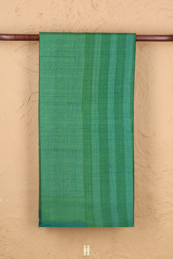 Tussar Silk Saree In Green With Printed  Design
