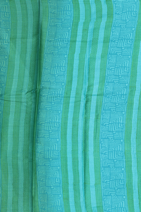 Tussar Silk Saree In Green With Printed  Design