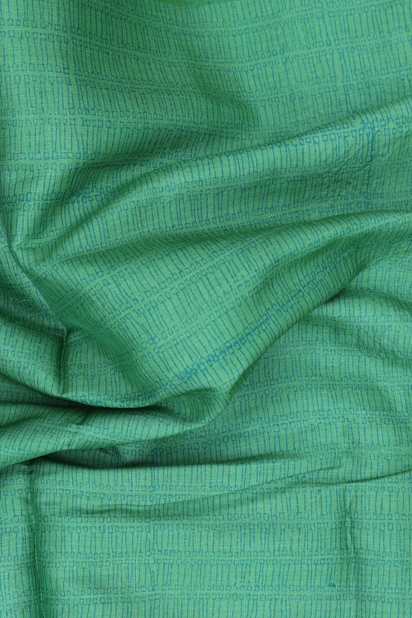 Tussar Silk Saree In Green With Printed  Design