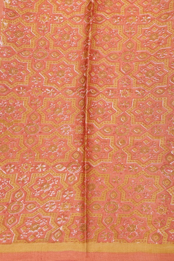 Tussar Silk Saree In Yellow And Orange With Stripes Design