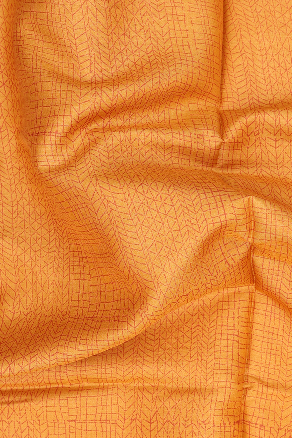 Tussar Silk Saree In Orange With Printed Design