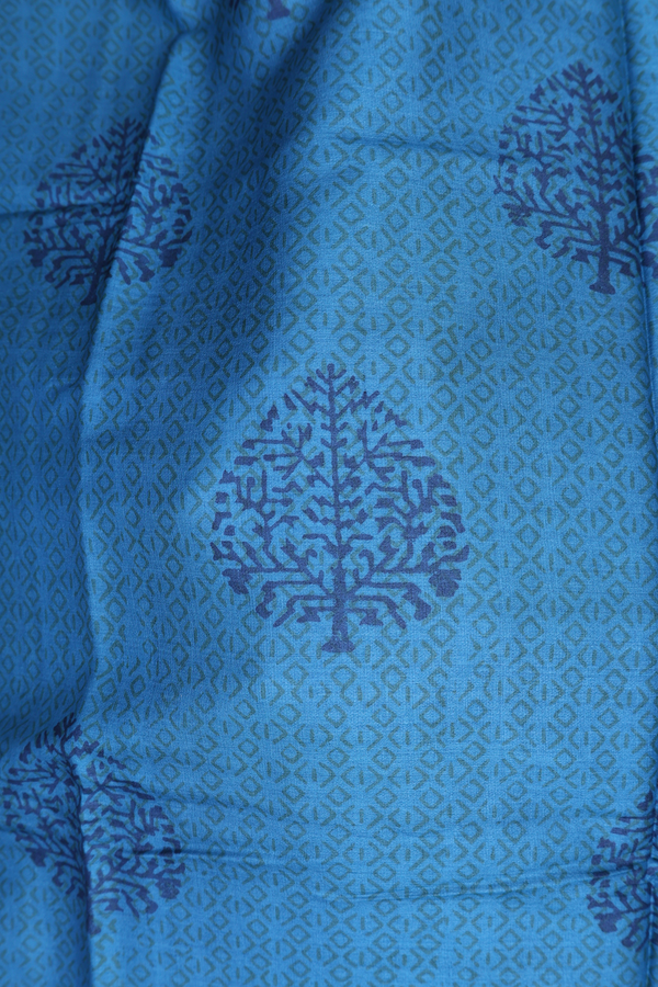 Tussar Silk Saree In Blue With Printed Design