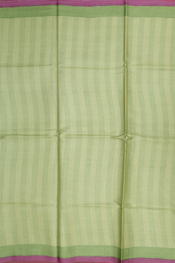 Tussar Silk Saree In Green With Stripes Design