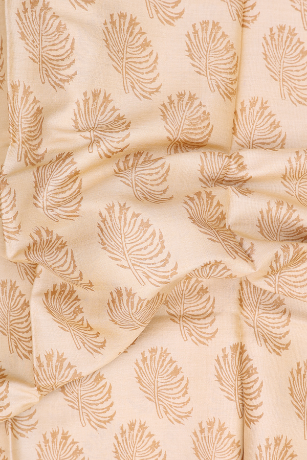 Tussar Silk Saree In Cream Color With Printed Design
