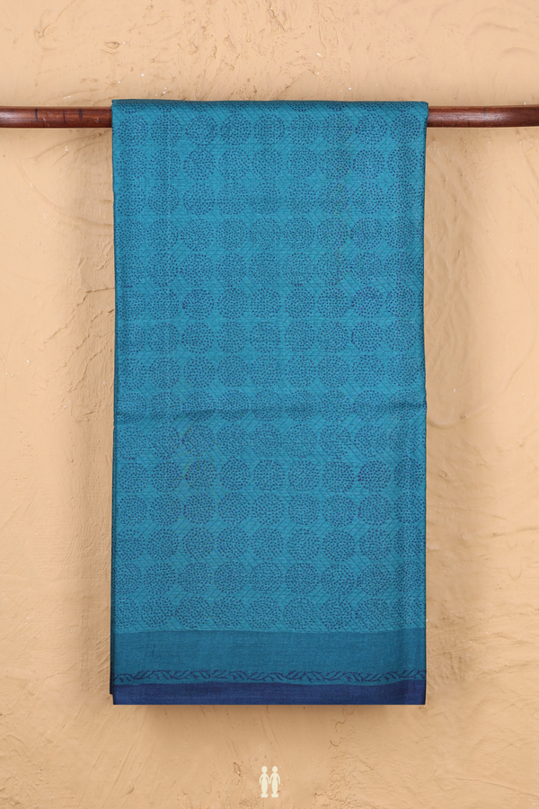 Tussar Silk Saree In Teal Blue With Printed Design