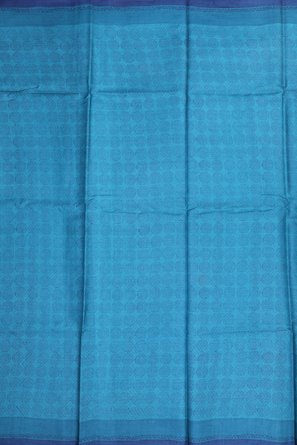 Tussar Silk Saree In Teal Blue With Printed Design