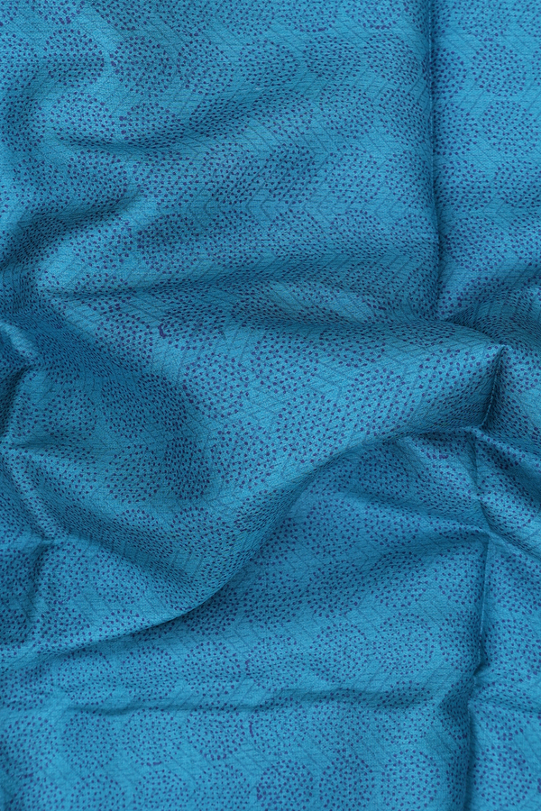 Tussar Silk Saree In Teal Blue With Printed Design