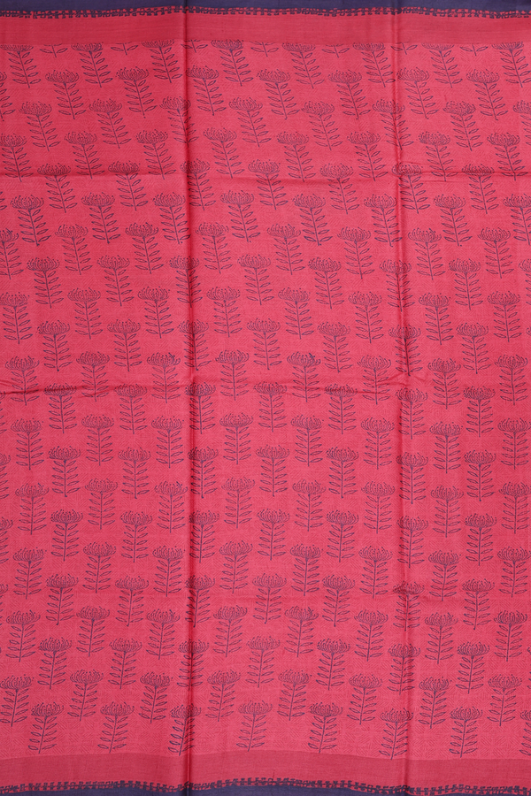 Tussar Silk Saree In Red With Floral Design