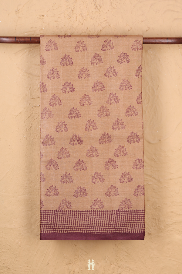 Tussar Silk Saree In Biscuit Color With Printed Design