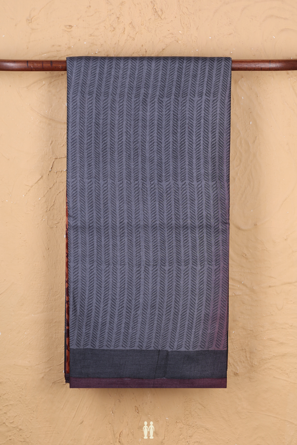 Tussar Silk Saree In Grey With Stripes Design