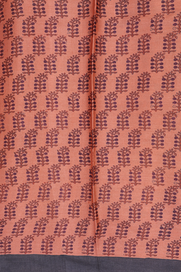 Tussar Silk Saree In Grey With Stripes Design