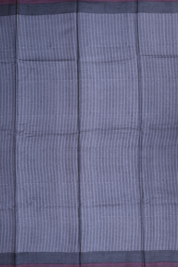 Tussar Silk Saree In Grey With Stripes Design