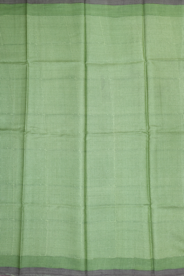 Tussar Silk Saree In Moss Green With Stripes Design