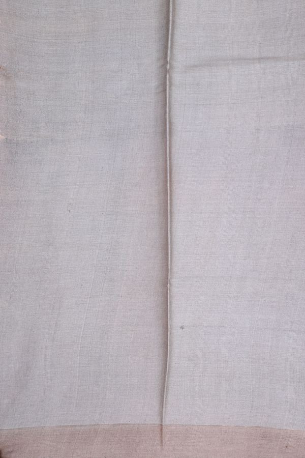 Tussar Silk Saree In Cream And Grey With Stripes Design