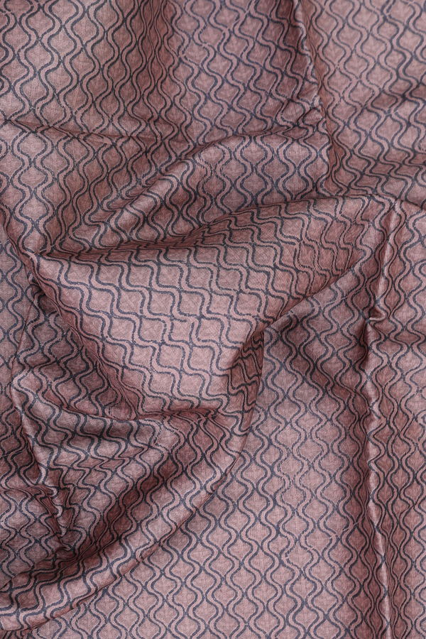 Tussar Silk Saree In Brown With Scallop Design