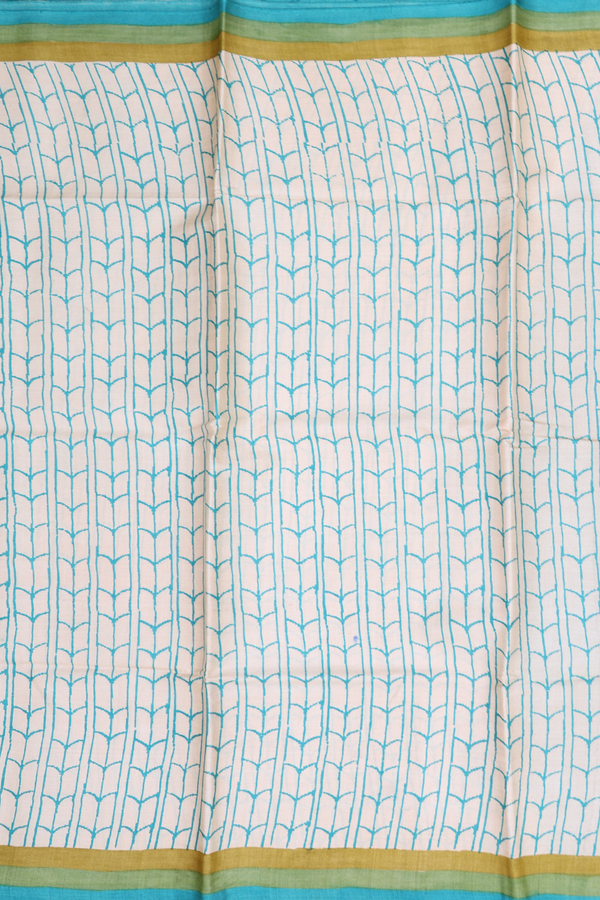 Tussar Silk Saree In Cream Color With Printed Design