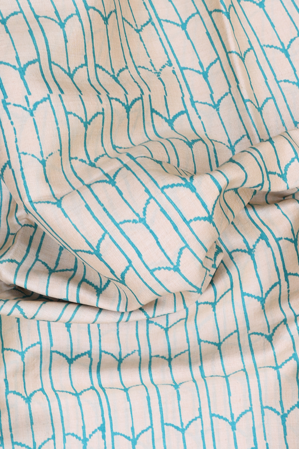Tussar Silk Saree In Cream Color With Printed Design